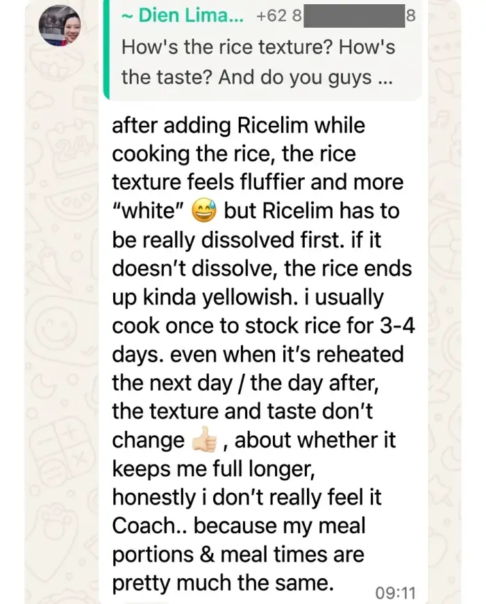Ricelim customer testimonial 4
